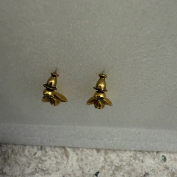 Vintage Gold colred cowboy hat earings with cubic zirconia - Picture 4 of 5